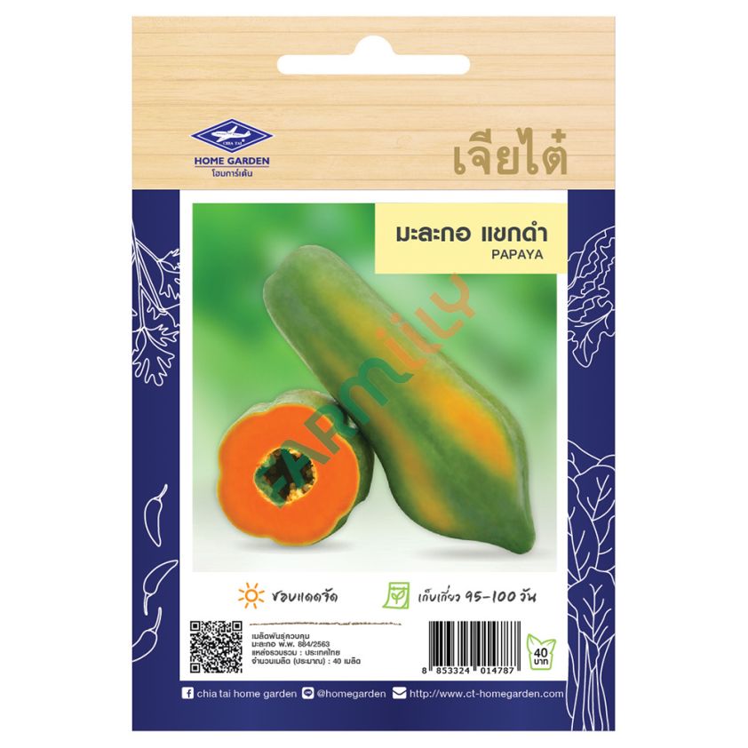 มะละกอ พันธุ์แขกดำ ตราเครื่องบิน เจียไต๋ ขนาด 0.18 กรัม (ซอง)