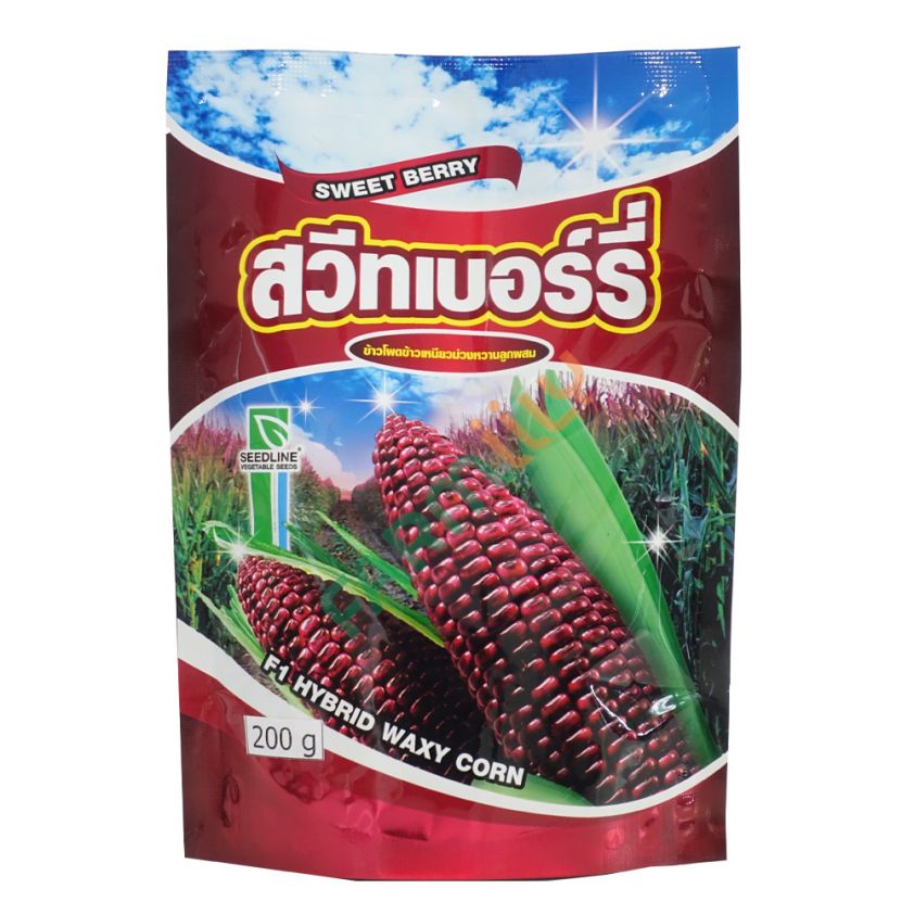 ข้าวโพดข้าวเหนียวม่วงหวานลูกผสม สวีทเบอร์รี่ SEEDLINE ขนาด 200 กรัม (ถุง)